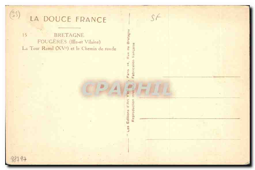 Fougeres — La Tour Raoul (XVe) et le Chemin de ronde — Éditions d'Art Yvon, Paris — Reverso