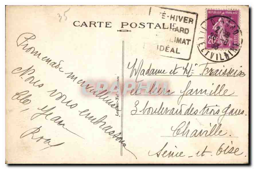 CPA Dinard Un Coin de la Palmerale Promenade Clair de Lure  — Rückseite