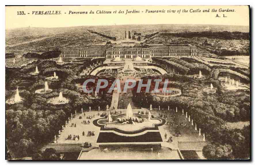 CPA Versailles Panorama du Chateau et des Jardins 