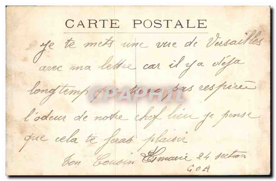 CPA Versailles Le Palais Facade d'Entree  — Rückseite
