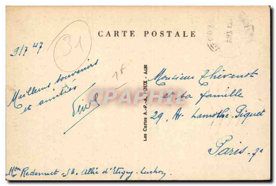 CPA Luchon Le Gouffre d'Enter  — Verso