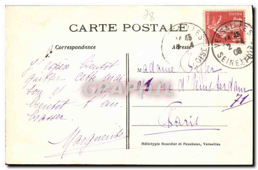 CPA Versailles Bassin du Dragon  — Verso