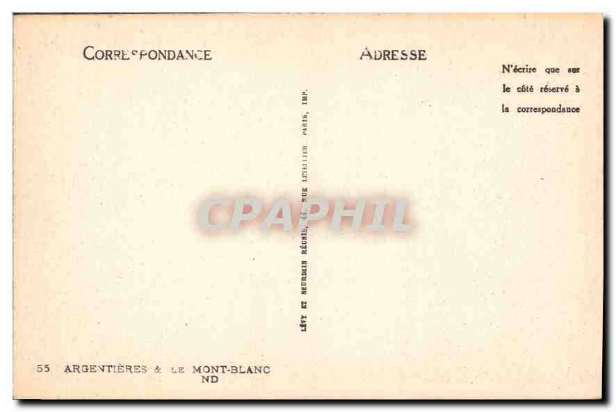 CPA Argentieres Le Mont Blanc  — Verso