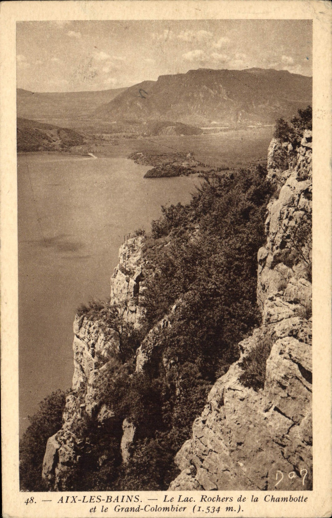 CPA Aix les Bains Le Lac Rochers de la Chambotte et le Grand Colombier 