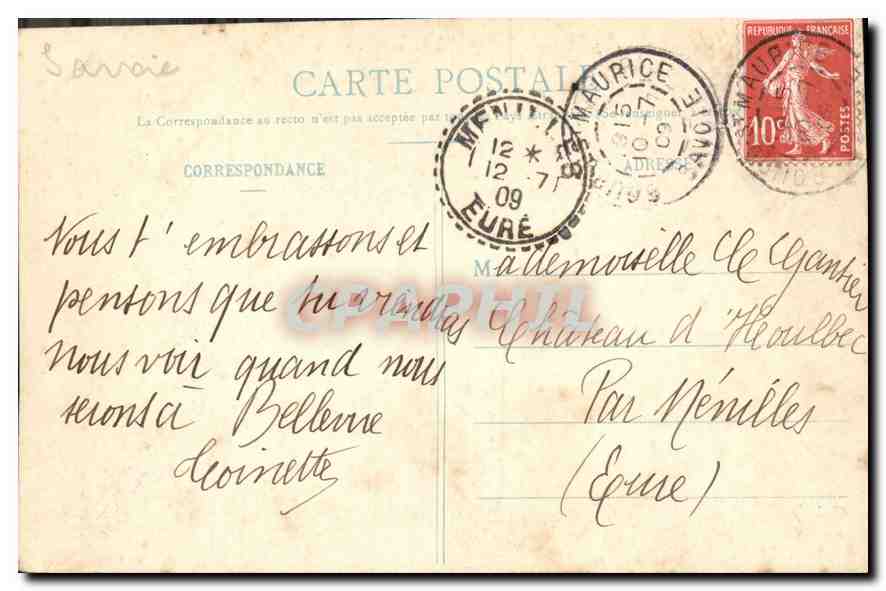 CPA Le Mont Pourri vu de la Route du Petit St Bernard  — Rückseite