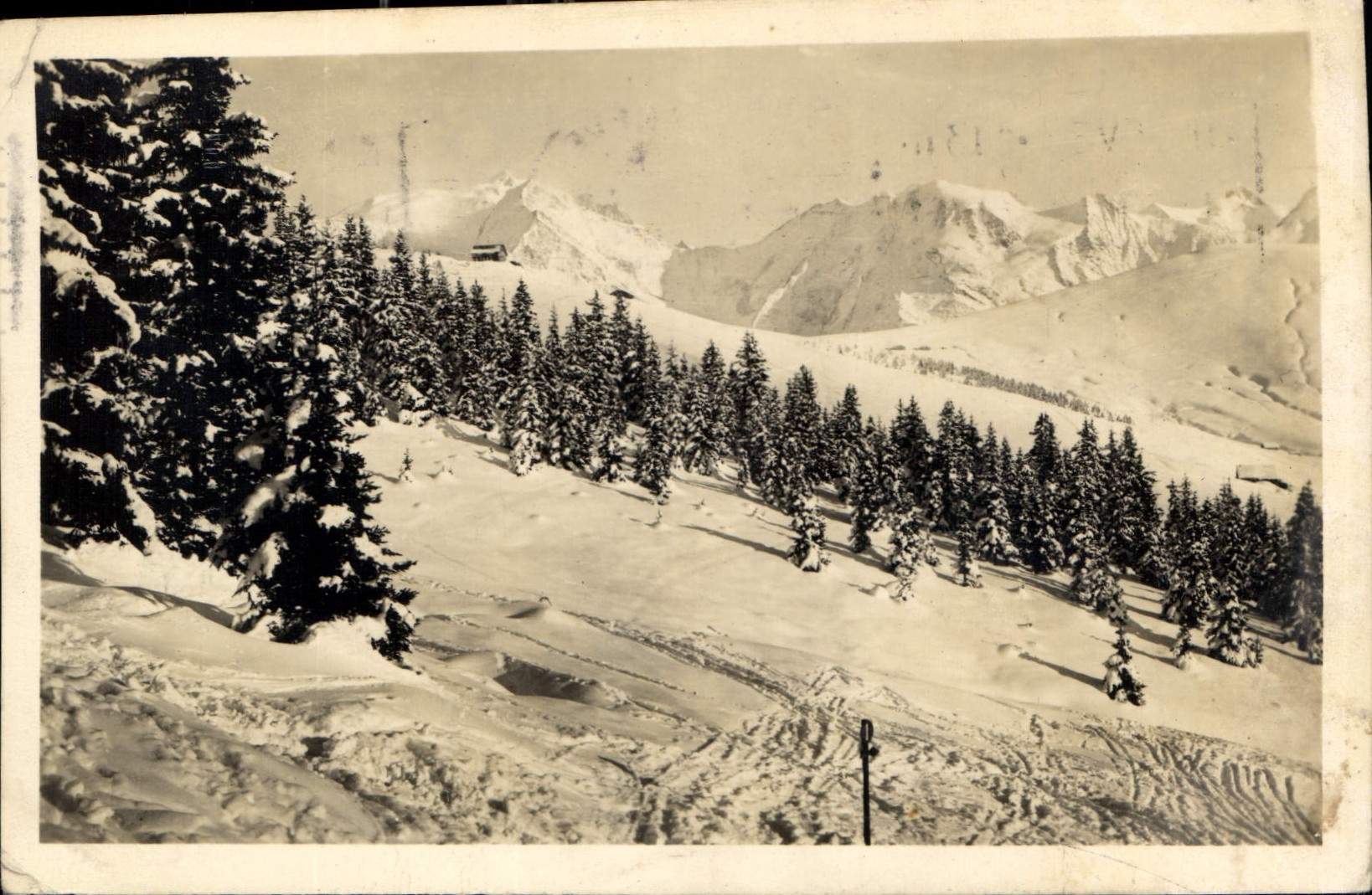 Die Crêtes d'Arbois, das Châtel « Idéal Sport » und der Mont-Blanc — L. Morand, phot. Verlag (Haute-Savoie)