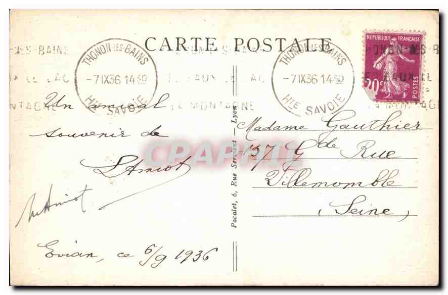 La Dranse (Haute-Savoie) et le tunnel de la route d'Abondance — P.L. n°8 — Verso