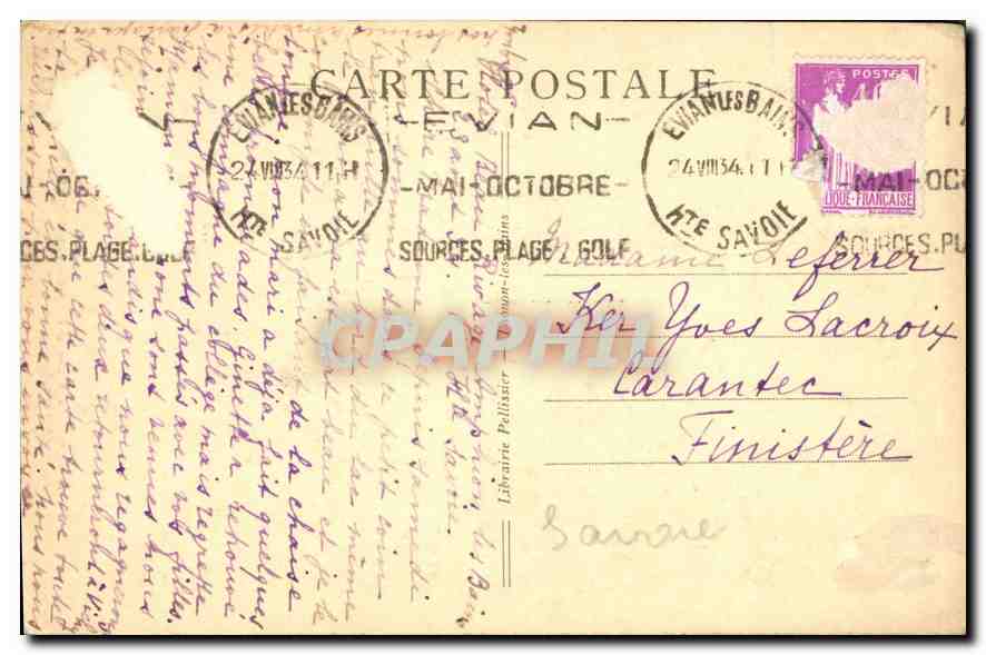 CPA Environs de Thonon En Montagne  — Verso