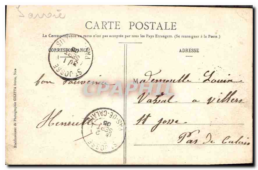 CPA Aix les Bains Vue Generale et Hotel Bernascon  — Verso