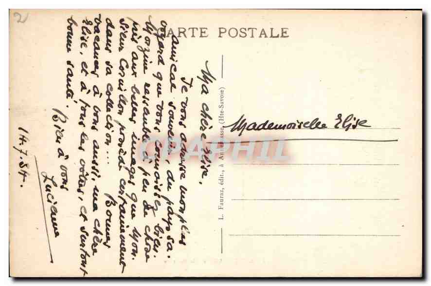 Le Mont-Blanc vu de Morzine — éditeur L. Fauras, n°74 — Verso