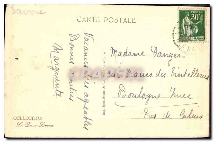 CPA Vallee de Berard et le Col de Chalenton  — Verso