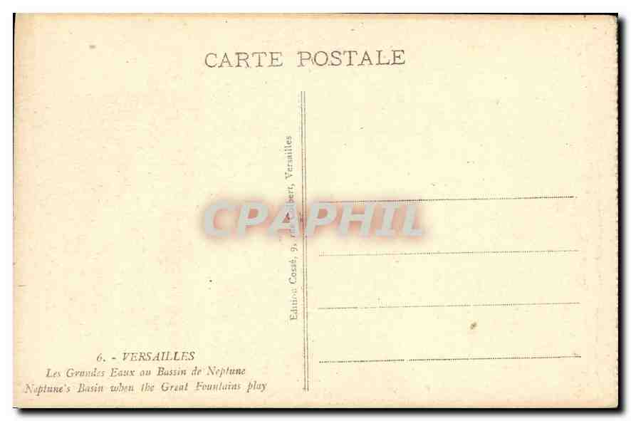 CPA Versailles les Grandes Eaux au Bassin de Neptune  — Rückseite