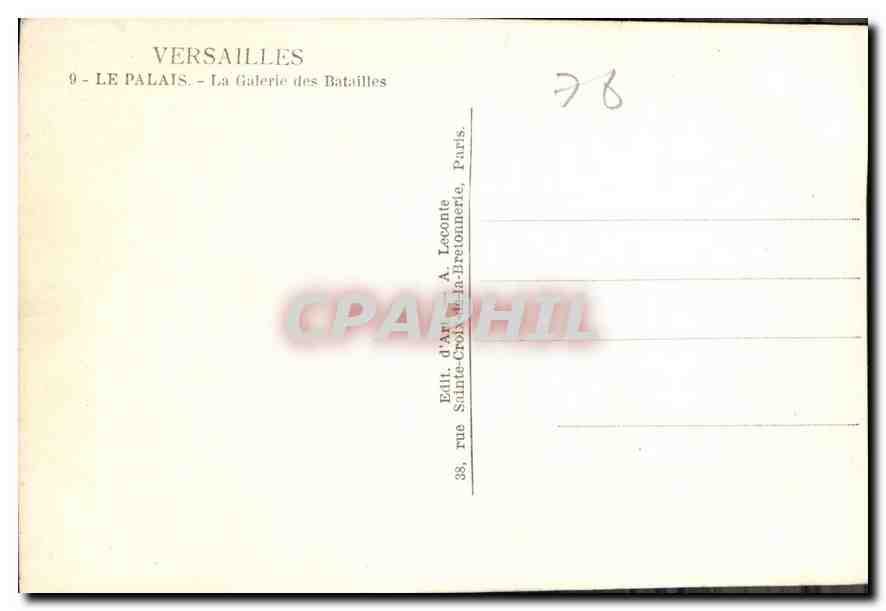 CPA Versailles Le Palais La Galerie des Batailles  — Verso