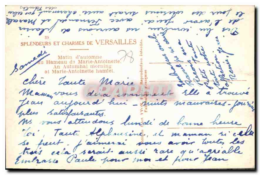 CPA Versailles Matin d'automne au Hameau de Maria Antoinette  — Verso