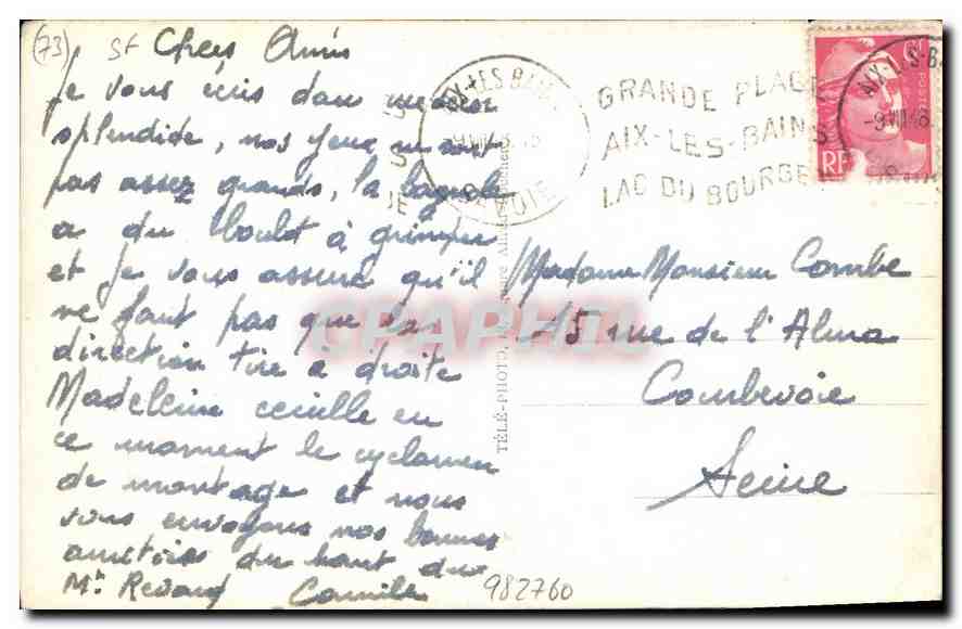 CPA Aix les Bains et le Rocher a pic de la Chambotte  — Verso