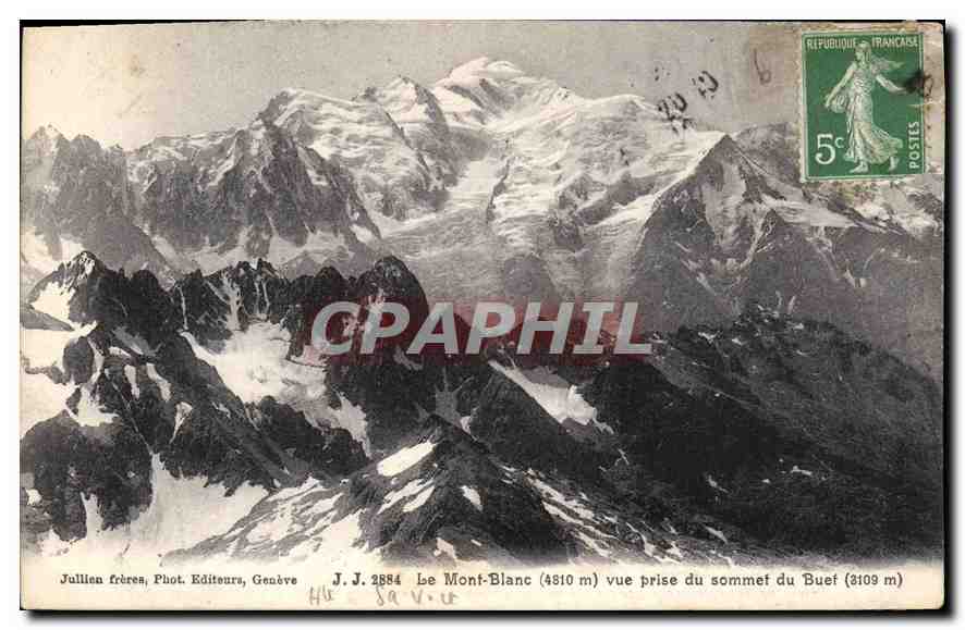 Le Mont-Blanc (4810 m) vue prise du sommet du Buet (3109 m) — Jullian frères, Phot. Editeurs, Genève — n° J.J. 2884