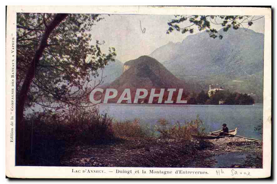 Lac d'Annecy — Duingt et la Montagne d'Entrevéneres — Édition de la Compagnie des Bateaux à Vapeur
