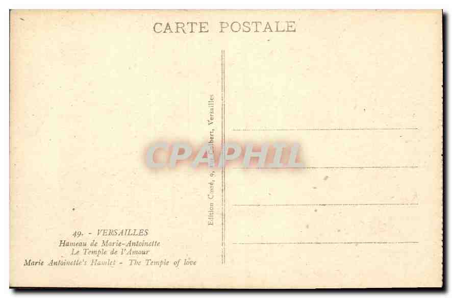 CPA Versailles Hameau de Marie Antoinette Le Temple de l'Amour  — Verso
