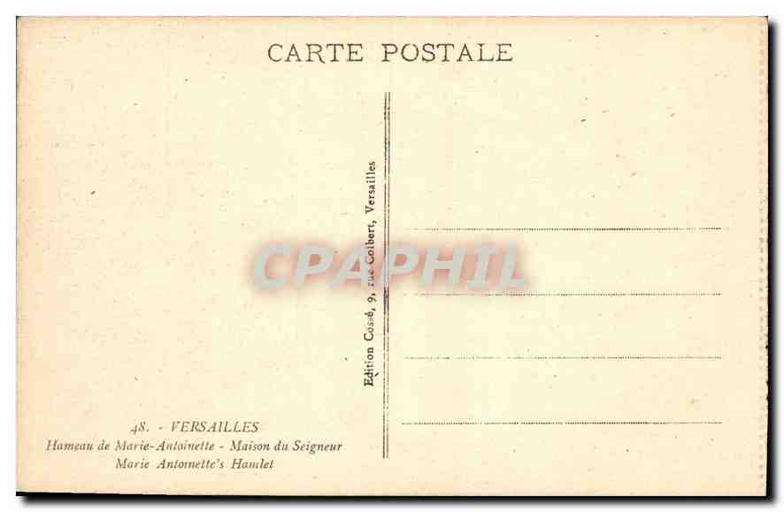 CPA Versailles Hameau de Marie Antoinette Maison du Seigneur  — Rückseite
