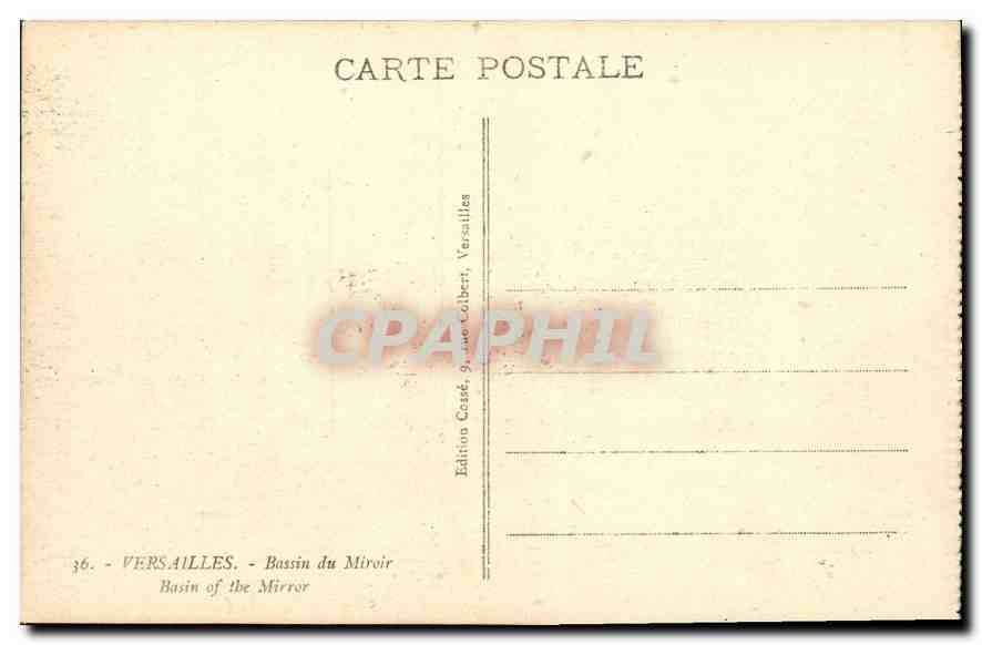 CPA Versailles Bassin du Miroir  — Rückseite