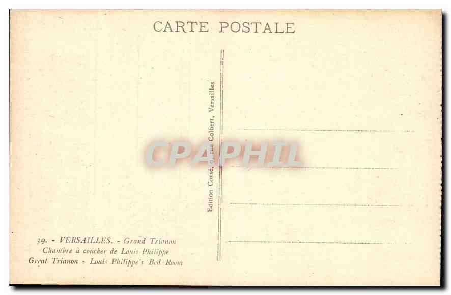 CPA Versailles Grand Trianon Chambre a coucher de Louis Philippe  — Verso