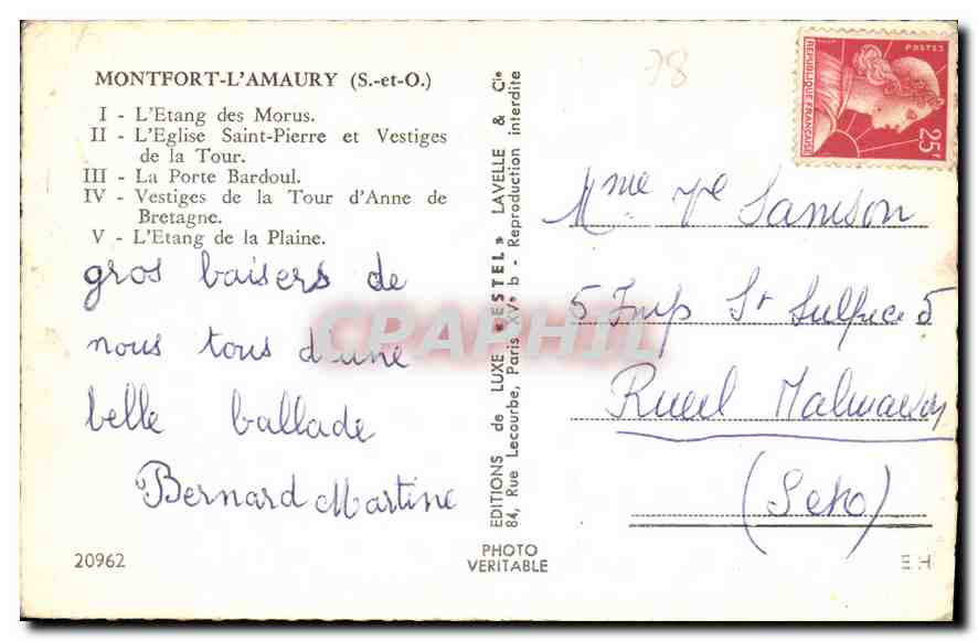 Montfort-l'Amaury — Ruinas y paisajes — Ediciones de Lujo & Cie, París — Reverso