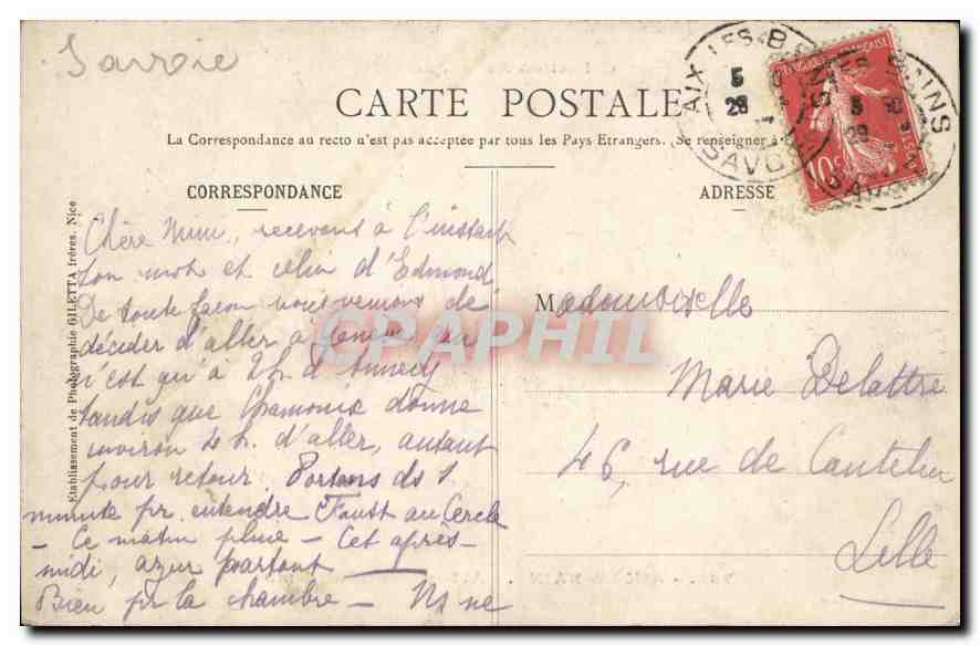 CPA Aix les Bains Abbaye de Hautecombe  — Verso