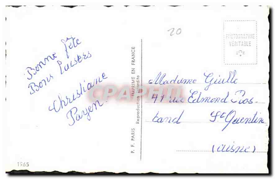 Jeune femme avec roses — reproduction — P.F. PARIS — Verso