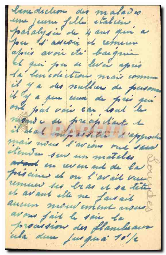 CPA Lourdes La Grotte et la Basilique  — Verso