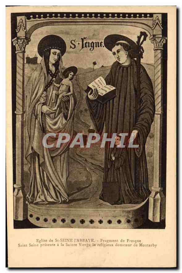 CPA Eglise de St Seine l'Abbaye Fragment de fresque Saint Seine Montarby
