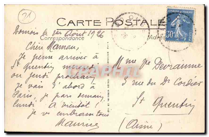CPA Dijon Portail de l'Eglise Notre Dame  — Verso