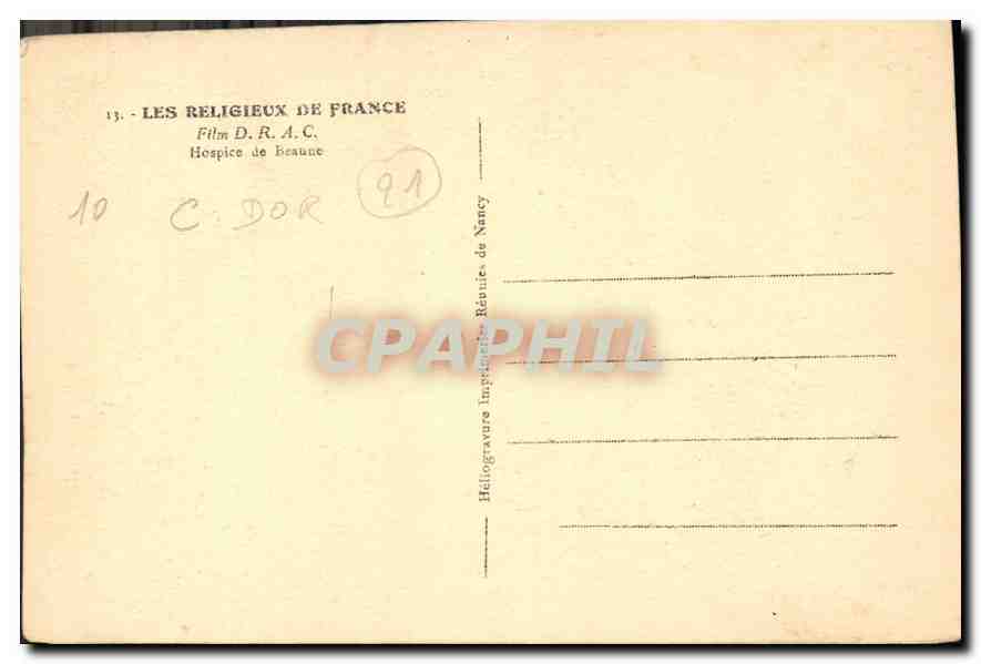 CPA Les Religieux de France Hospice de Beaune  — Rückseite