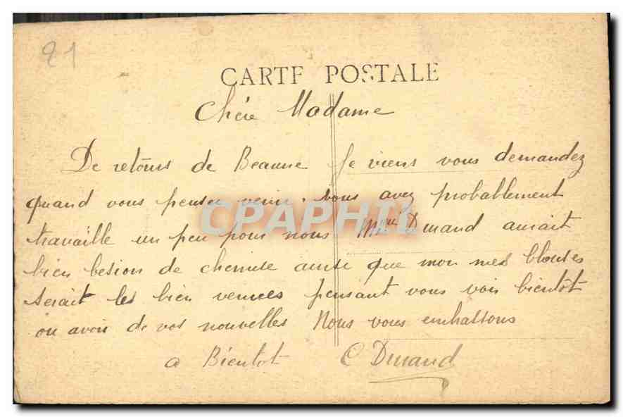 CPA Montagne de Beaune Les Roches de Rochetain  — Rückseite