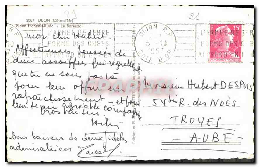 CPA Dijon Cote d'Or Place Francois Rude  — Verso