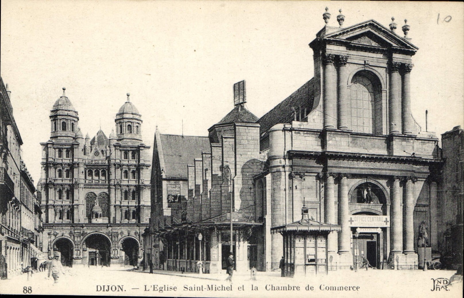 CPA Dijon L'Eglise Saint Michel et la Chambre de Commerce 