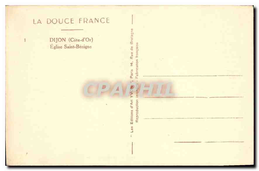 CPA Dijon Cote d'Or Eglise Saint Benigne  — Verso