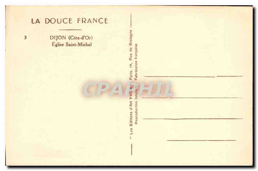CPA Dijon Cote d'Or Eglise Saint Michel  — Rückseite
