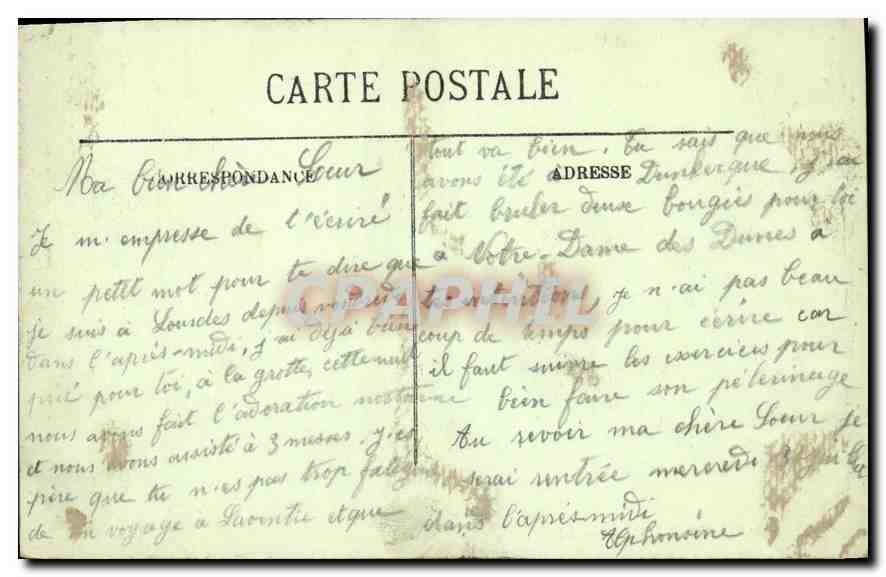 CPA Lourdes Le Lac  — Verso