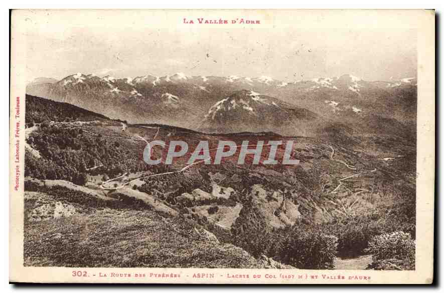CPA La Route des Pyrenees Aspin Lacets du Col et Vallee d'Aux 