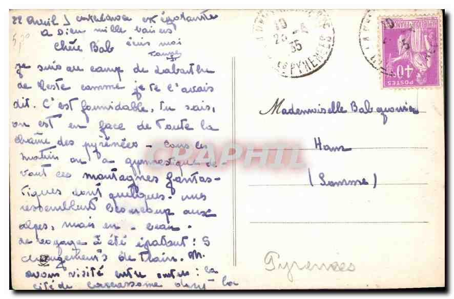 CPA La Route des Pyrenees Aspin Lacets du Col et Vallee d'Aux  — Rückseite