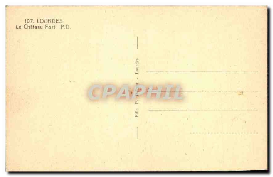 CPA Lourdes Le Chateau Fort  — Verso