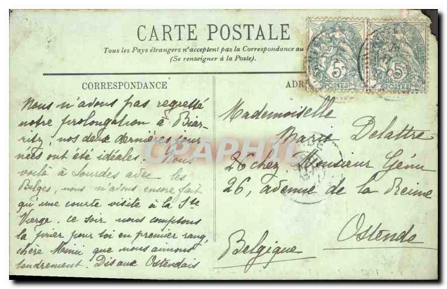 CPA Lourdes Le Fort et les Montagnes  — Verso