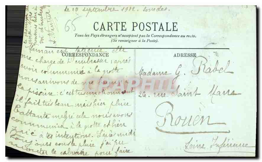 CPA Lourdes Le Chateau et les Montagnes  — Verso