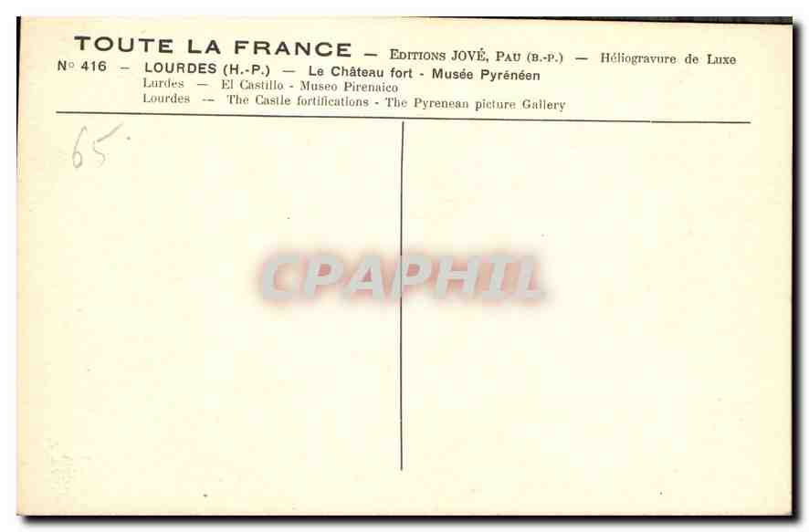 CPA Lourdes HP Le Chateau Fort Musee Pyreneen  — Verso