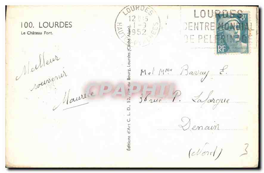 CPA Lourdes Le Chateau Fort  — Verso