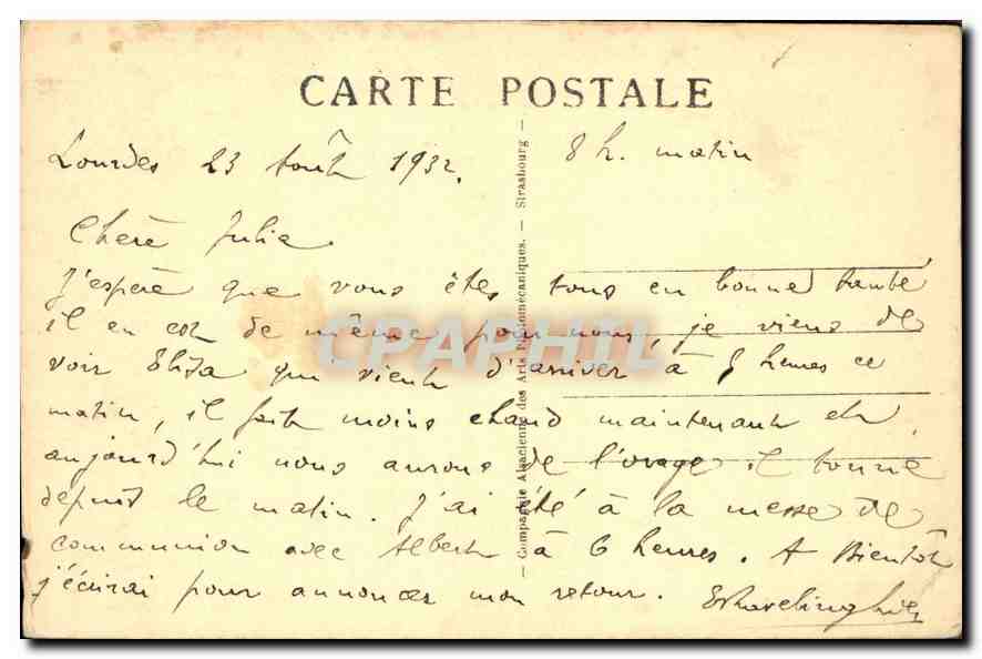 CPA Lourdes Le Chateau Fort et les montagnes  — Verso