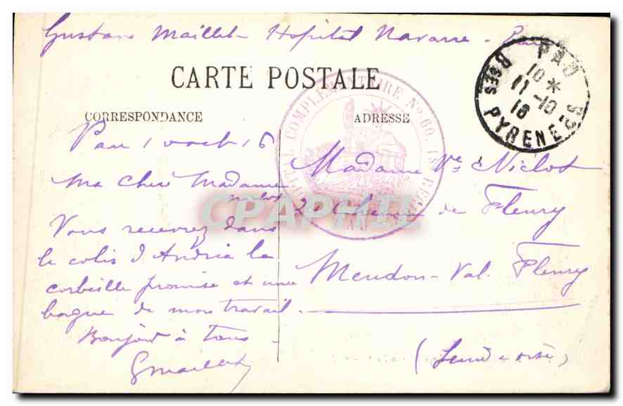 CPA Lourdes Le Chateau Fort  — Verso