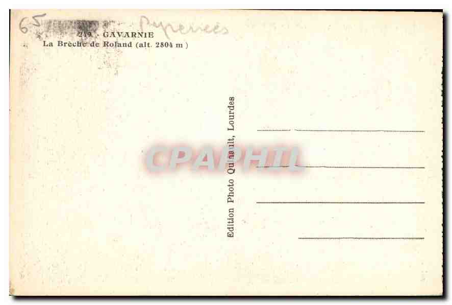 CPA Gavarnie La Breche de Roland  — Verso