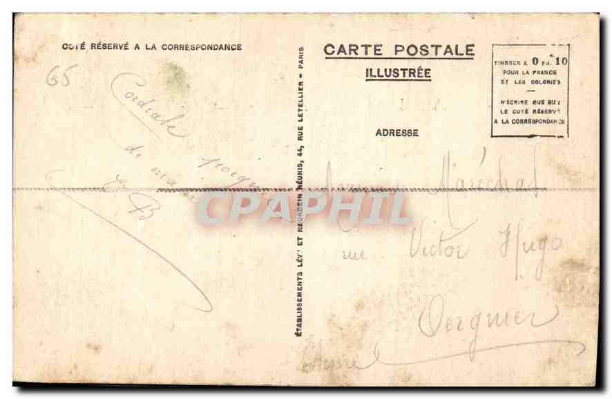 CPA Lourdes La Vallee d'Argeles vue du funiculaire du Pic du Jer  — Verso