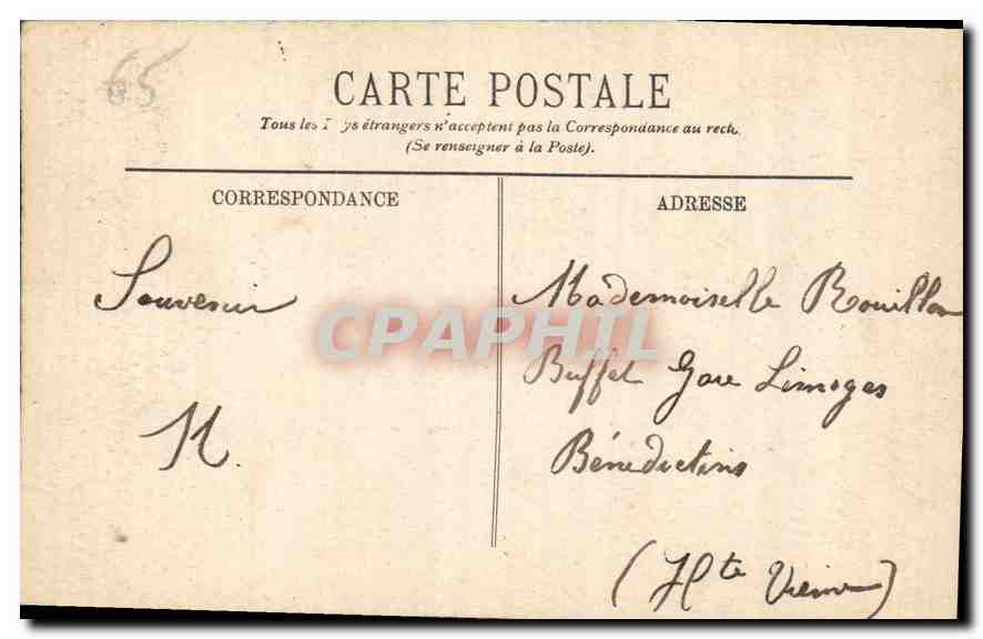CPA Lourdes La Grotte  — Verso
